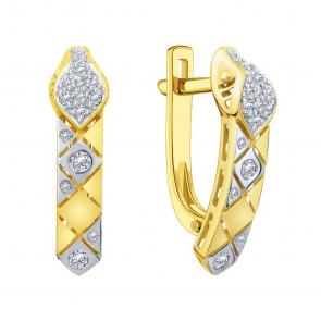 Серьги из лимонного золота Karatov с бриллиантом Т94102Г896 фото