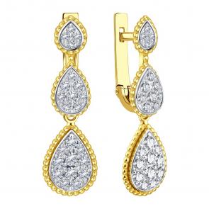 Серьги из лимонного золота Karatov с бриллиантом Т94102Г914 фото