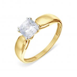 Кольцо из лимонного золота Karatov с фианитом Т94201А352 фото