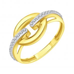 Кольцо из лимонного золота Karatov с фианитом Т94201Б616 фото