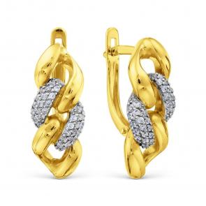 Серьги из лимонного золота Karatov с фианитом Т94202В164 фото