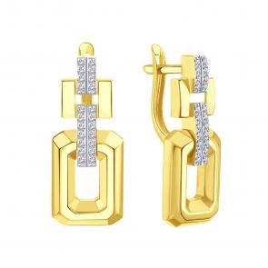 Серьги из лимонного золота Karatov с фианитом Т94202В422 фото