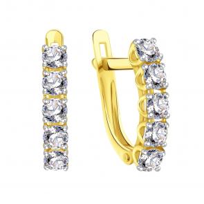 Серьги из лимонного золота Karatov с фианитом Т94202В917 фото