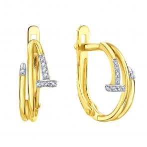 Серьги из лимонного золота Karatov с фианитом Т94202Г447 фото