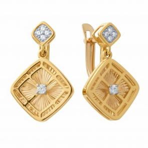 Серьги из лимонного золота Karatov с фианитом Т94262Е507 фото