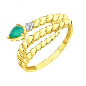 Кольцо из лимонного золота Символ года Змея Karatov с агатом и фианитом Т94301Б731 фото