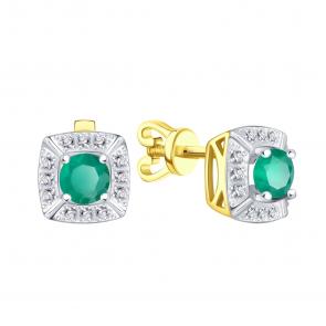 Серьги из лимонного золота Karatov с фианитом и агатом Т94302В943 фото