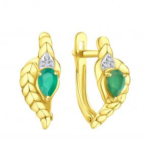 Серьги из лимонного золота Символ года Змея Karatov с агатом и фианитом Т94302В945 фото