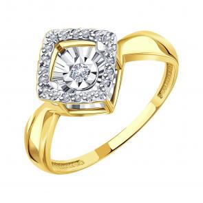 Кольцо из лимонного золота Karatov с танцующим бриллиантом Т945618649 фото