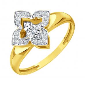 Кольцо из лимонного золота Karatov с бриллиантом Т94561Б978 фото