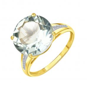 Кольцо из лимонного золота Karatov с аметистом и бриллиантом Т94601Б487 фото