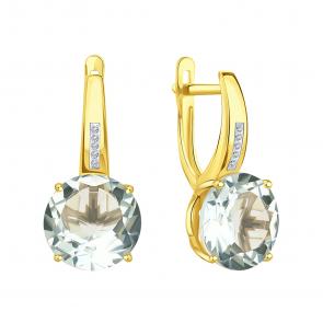 Серьги из лимонного золота Karatov с аметистом и бриллиантом Т94602В578 фото