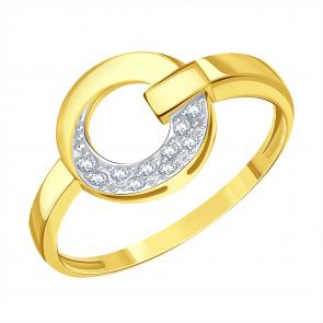 Кольцо из лимонного золота Karatov с фианитом Т94701Д042 фото