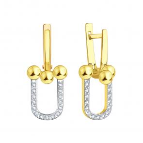 Серьги из лимонного золота Karatov с фианитом Т94702В604 фото