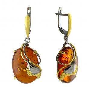 Серьги из лимонного серебра Янтарная волна с янтарём Я721115пк-к фото