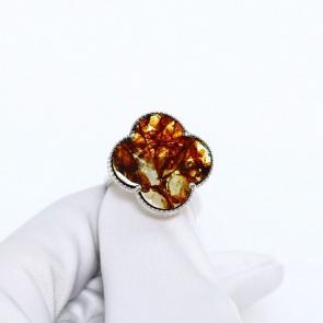 Серебряное кольцо Янтарная волна с янтарём Я820038-к фото