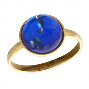 Кольцо из золочёного серебра Янтарная волна с янтарём Я820062п-с фото