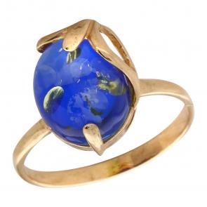 Кольцо из золочёного серебра Янтарная волна с янтарём Я820112п-с фото