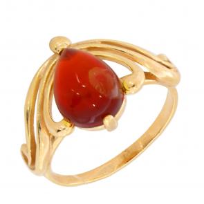 Кольцо из золочёного серебра Янтарная волна с янтарём Я820131п-кр фото
