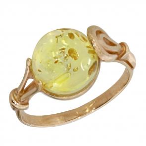Кольцо из золочёного серебра Янтарная волна с янтарём Я820159п-л фото