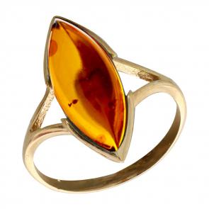 Кольцо из золочёного серебра Янтарная волна с янтарём Я820194п-к фото