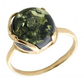 Кольцо из золочёного серебра Янтарная волна с янтарём Я820276п-з фото