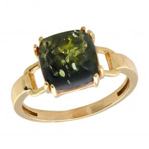 Кольцо из золочёного серебра Янтарная волна с янтарём Я820282п-з фото