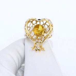 Кольцо из лимонного серебра Янтарная волна с янтарём Я820849пл-л фото