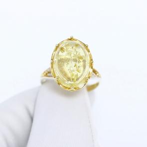 Кольцо из лимонного серебра Янтарная волна с янтарём Я820856пл-л фото