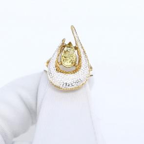 Кольцо из лимонного серебра Янтарная волна с янтарём Я820905пл-л фото