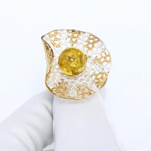 Кольцо из лимонного серебра Янтарная волна с янтарём Я820984пл-л фото