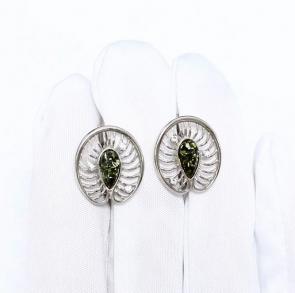 Серебряные серьги Янтарная волна с янтарём и ювелирным кристаллом Я821096-з фото