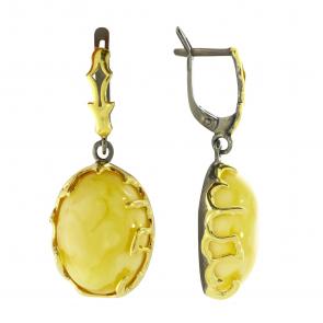 Серьги из лимонного серебра Янтарная волна с янтарём Я821136пк-б фото