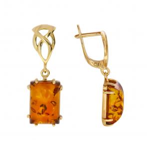 Серьги из золочёного серебра Янтарная волна с янтарём Я821138п-к фото