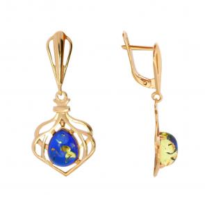 Серьги из золочёного серебра Янтарная волна с янтарём Я821176п-с фото