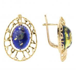 Серьги из золочёного серебра Янтарная волна с янтарём Я821191п-с фото