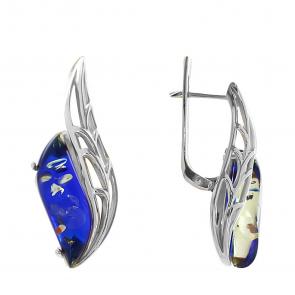 Серебряные серьги Янтарная волна с янтарём Я821193А-с фото