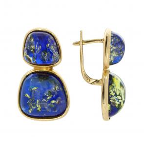 Серьги из золочёного серебра Янтарная волна с янтарём Я821197п-с фото