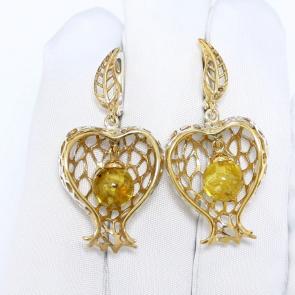 Серьги из лимонного серебра Янтарная волна с янтарём Я821849пл-л фото