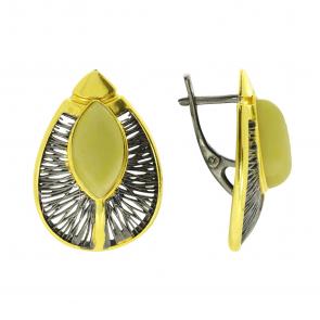 Серьги из лимонного серебра Янтарная волна с янтарём Я821850пк-б фото