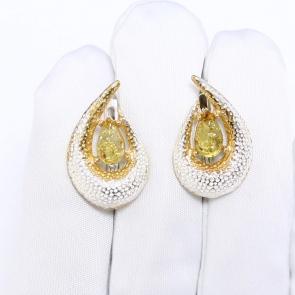 Серьги из лимонного серебра Янтарная волна с янтарём Я821905пл-л фото