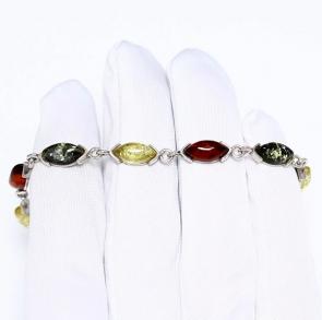 Серебряный браслет Янтарная волна с янтарём Я824001-микс фото