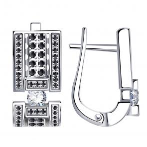 Серьги из белого золота BERGER с фианитом Бб120676ч фото