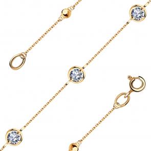 Золотой браслет на ногу Александра с фианитом бр134ск фото