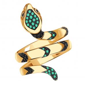 Золотое кольцо Символ года Змея Александра с фианитом к912-20ск-зч фото