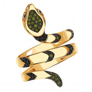Золотое кольцо Символ года Змея Александра с фианитом к912-20ск-сач фото