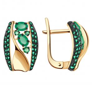 Золотые серьги Александра с фианитом и агатом кл1319а-12ск-з фото