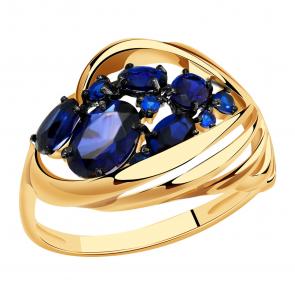 Золотое кольцо Александра с фианитом и гидротермальным сапфиром кл1485-27ск-с фото