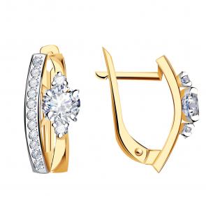 Золотые серьги Александра с фианитом кл1752аск фото