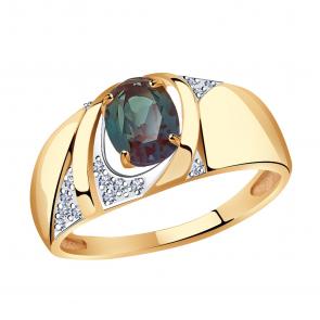 Золотое кольцо Александра с бриллиантом и александритом кл2166ск фото